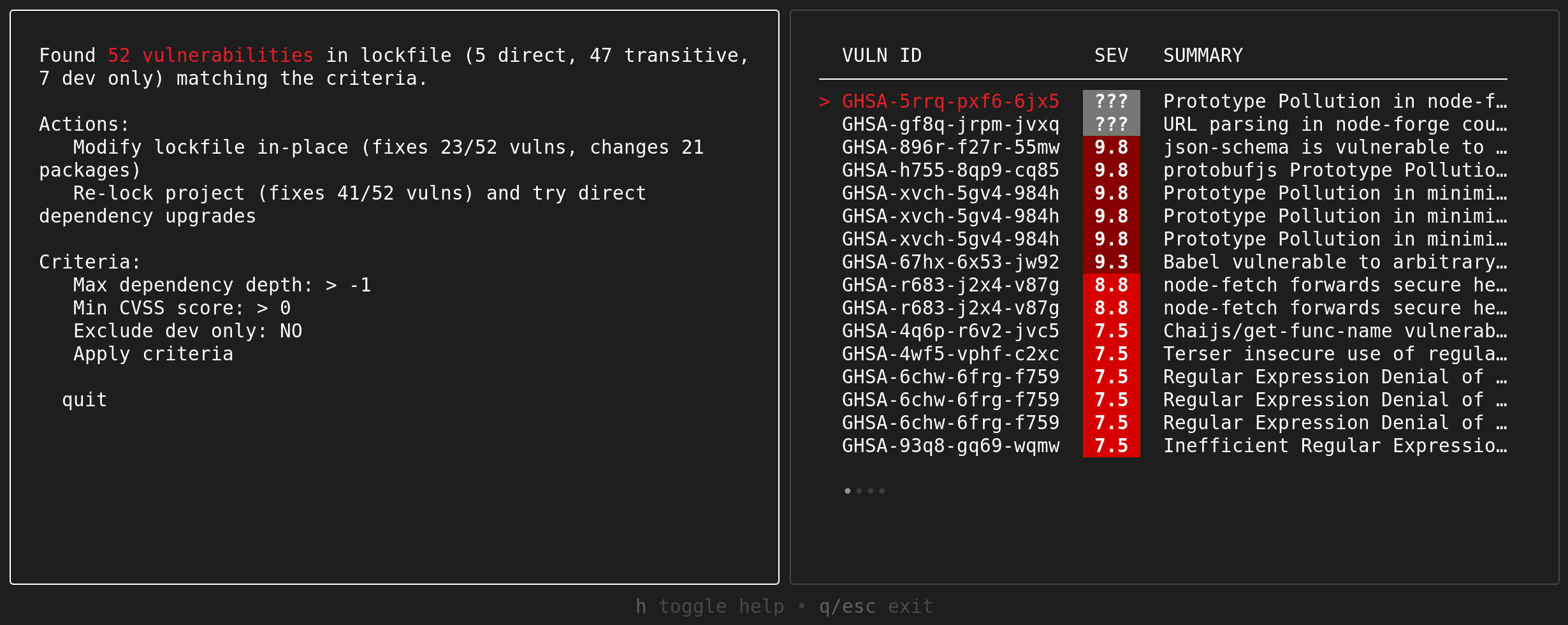 The interactive guided remediation vulnerability results screen
