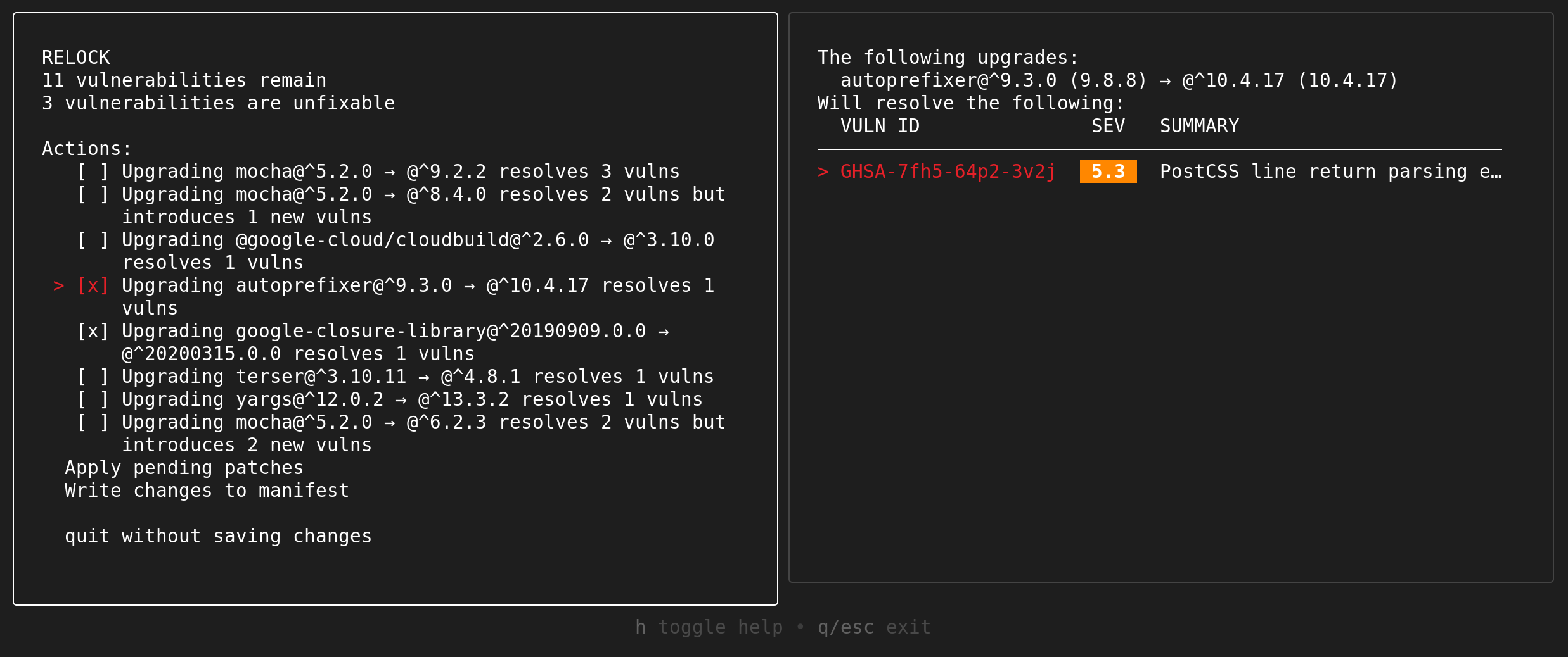 The interactive guided remediation relock strategy screen